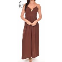 Mellnél fémdíszes, egyszínű maxiruha S/M, L/XL