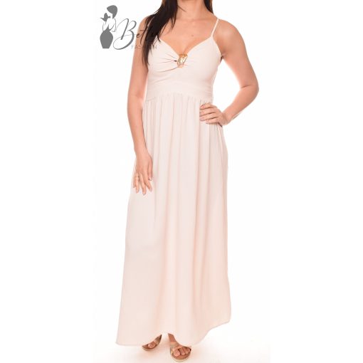 Mellnél fémdíszes, egyszínű maxiruha S/M, L/XL