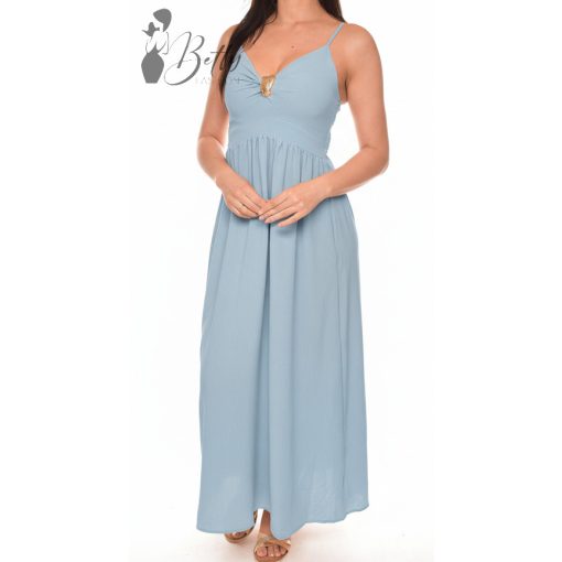 Mellnél fémdíszes, egyszínű maxiruha S/M, L/XL