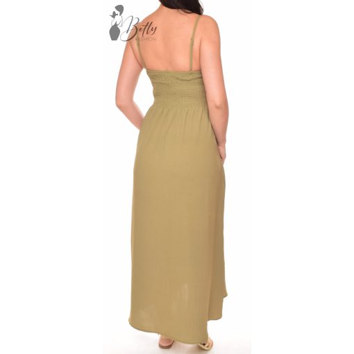 Mellnél fémdíszes, egyszínű maxiruha S/M, L/XL