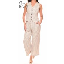 Csíkos, lenvászon anyagú szett S/M, L/XL