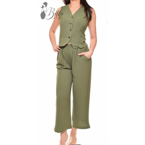 Csíkos, lenvászon anyagú szett S/M, L/XL