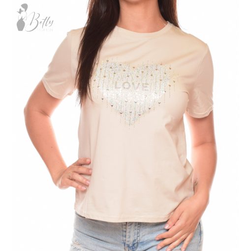 Strasszos szívecske mintás felső M/L, XL/XXL