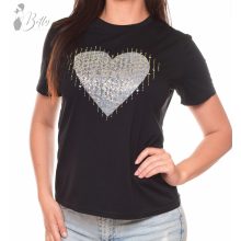 Strasszos szívecske mintás felső M/L, XL/XXL