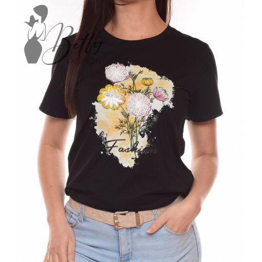 Virágmintás és strasszköves felső M/L, XL/XXL