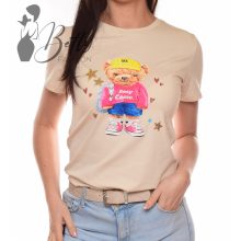 Mackó mintás, strasszköves póló S/M, L/XL