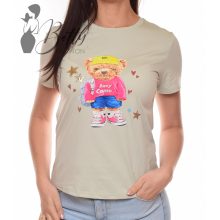 Mackó mintás, strasszköves póló S/M, L/XL