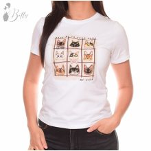 Cica mintás, rövid ujjú pamut felső S/M, L/XL