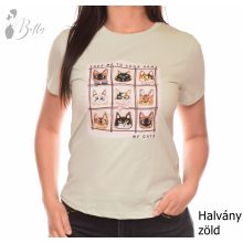 Cica mintás, rövid ujjú pamut felső S/M, L/XL