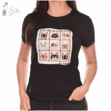 Cica mintás, rövid ujjú pamut felső S/M, L/XL