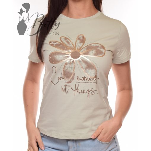 Virágmintás, feliratos felső S/M, L/XL