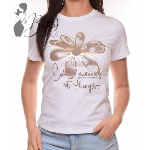 Virágmintás, feliratos felső S/M, L/XL