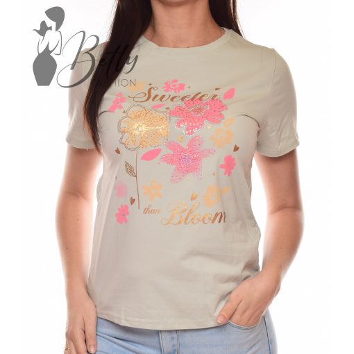 Virágmintás, feliratos felső S/M, L/XL