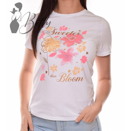 Virágmintás, feliratos felső S/M, L/XL