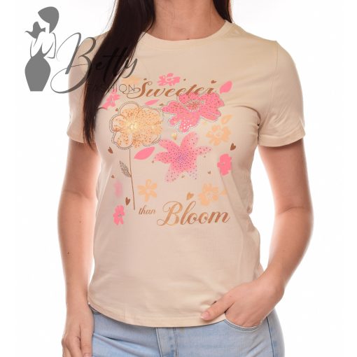 Virágmintás, feliratos felső S/M, L/XL