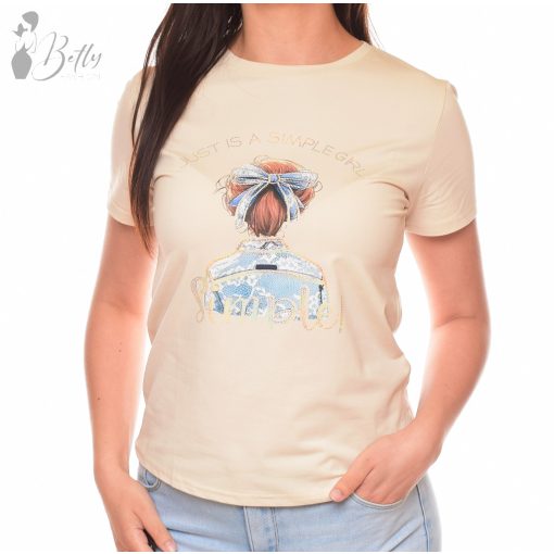 Női alak mintás, rövid ujjú pamut felső S/M, L/XL