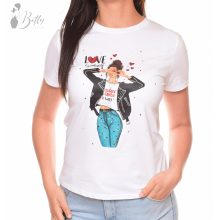 Női alak mintás, rövid ujjú pamut felső S/M, L/XL