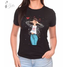 Női alak mintás, rövid ujjú pamut felső S/M, L/XL