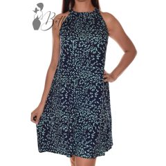 Apró levélmintás, nyakban megkötős ruha M/L, XL/XXL