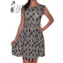 Fodros ujjú, kör mintás, loknis aljú ruha M/L, XL/XXL