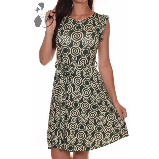 Fodros ujjú, kör mintás, loknis aljú ruha M/L, XL/XXL