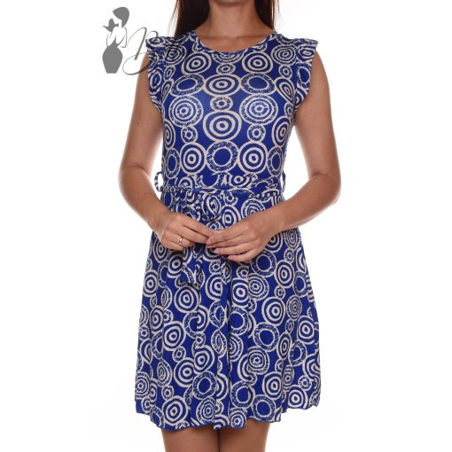 Fodros ujjú, kör mintás, loknis aljú ruha M/L, XL/XXL