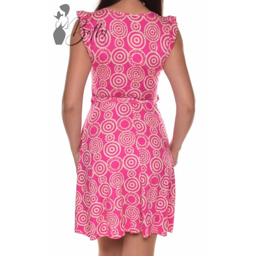 Fodros ujjú, kör mintás, loknis aljú ruha M/L, XL/XXL