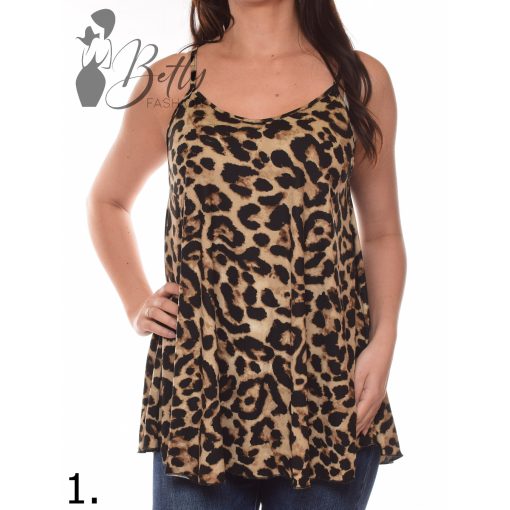 Leopárd mintás, spagettipántos, lenge felső S/M, L/XL