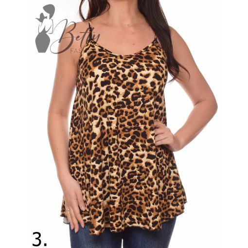 Leopárd mintás, spagettipántos, lenge felső S/M, L/XL