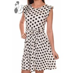 Pöttyös mintás, fodros ujjú ruha S/M, L/XL