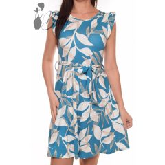 Levélmintás, fodros ujjú ruha S/M, L/XL