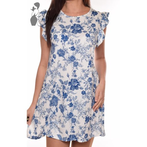 Virágmintás, fodros ujjú, A-vonalú ruha S/M, L/XL