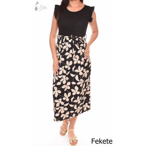 Fodros ujjú, virágmintás aljú midi ruha S/M, L/XL