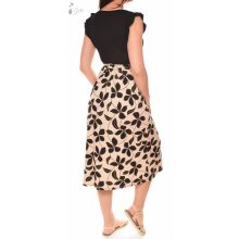 Fodros ujjú, virágmintás aljú midi ruha S/M, L/XL