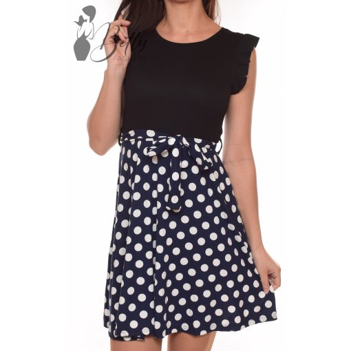 Pöttyös mintás, loknis aljú ruha S/M, L/XL