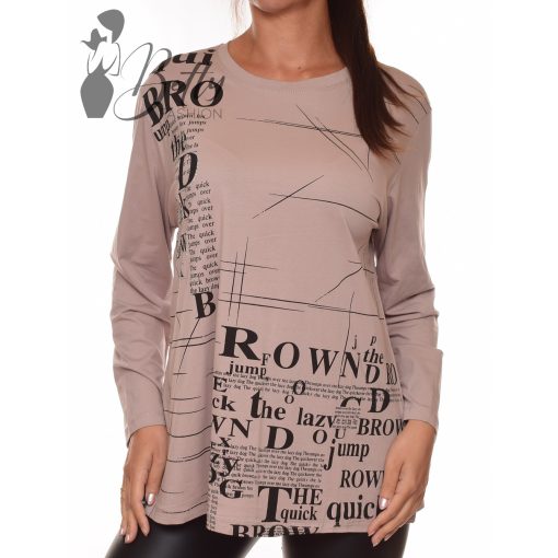 Feliratos és strasszköves, laza felső L/XL, 2XL/3XL