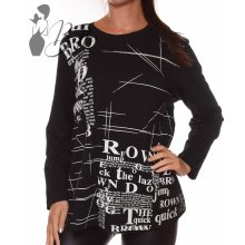 Feliratos és strasszköves, laza felső L/XL, 2XL/3XL