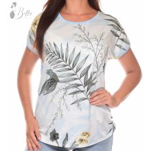 Levél és virágmintás, bő szabású felső L/XL, 2XL/3XL