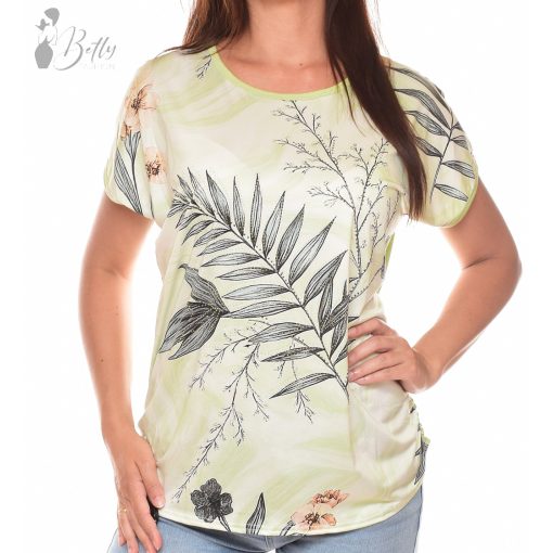 Levél és virágmintás, bő szabású felső L/XL, 2XL/3XL