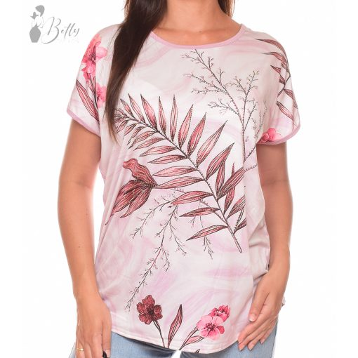Levél és virágmintás, bő szabású felső L/XL, 2XL/3XL
