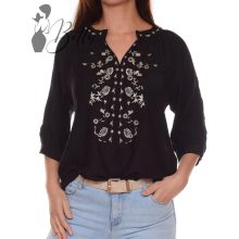 Hímzett virágmintás, lenge blúz S/M, L/XL