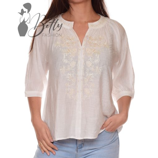Hímzett virágmintás, lenge blúz S/M, L/XL