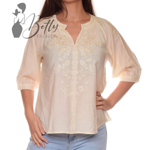 Hímzett virágmintás, lenge blúz S/M, L/XL