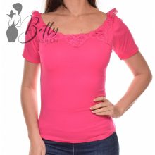 Gumis kivágású, horgolt díszes felső S/M, L/XL