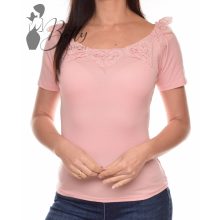 Gumis kivágású, horgolt díszes felső S/M, L/XL