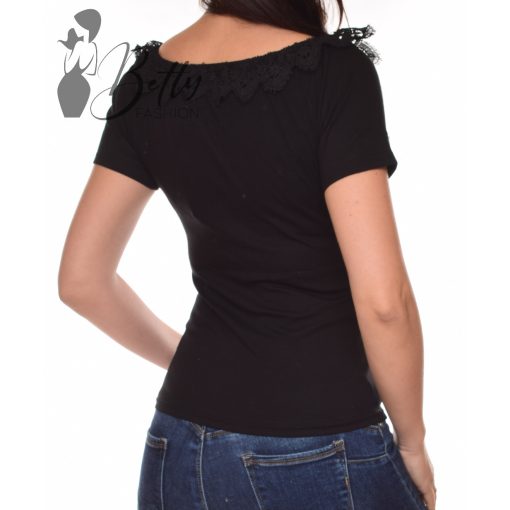 Gumis kivágású, horgolt díszes felső S/M, L/XL