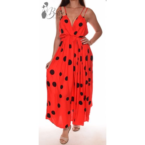 Hátán nyitott, pöttyös maxiruha S-M-L