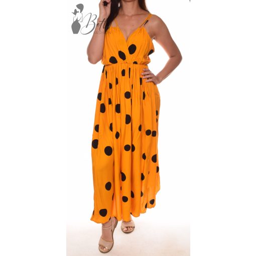 Hátán nyitott, pöttyös maxiruha S-M-L