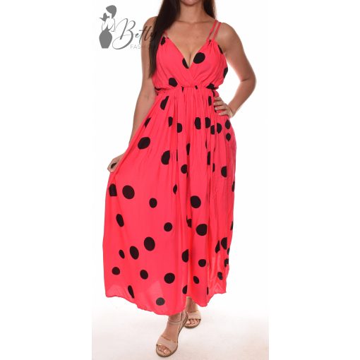 Hátán nyitott, pöttyös maxiruha S-M-L