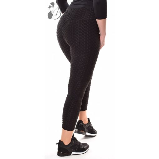 Fekete színű, anyagában mintás, műszőrme bélelt leggings M/L, XL/2XL